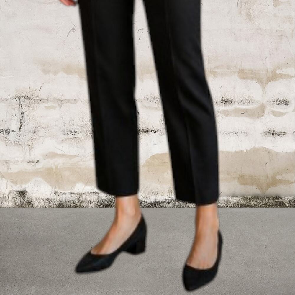 Women's Black Suede Leather Pointed Toe Heel Classic Shoes Pumps Size 8